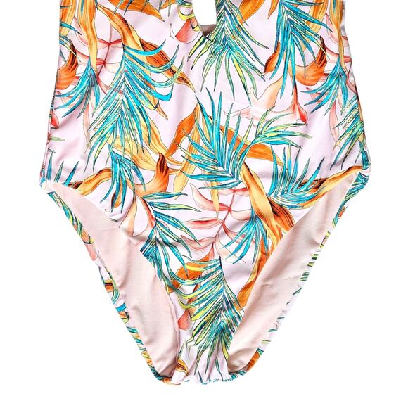 Gianni Bini Tropical One Piece Swimsuit with Plunging V-neckline Size Small - Picture 4 of 8